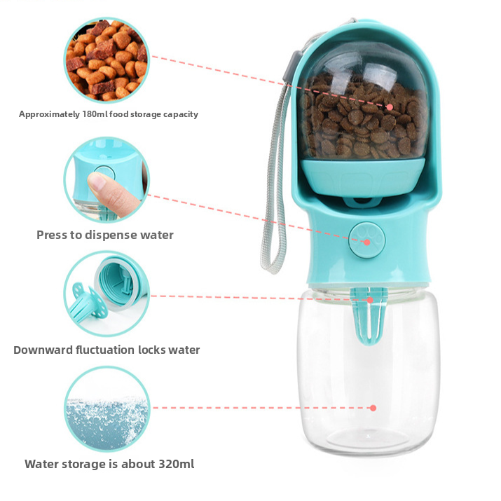 Premium Portable Dog Water Bottle with Built-in Food Storage