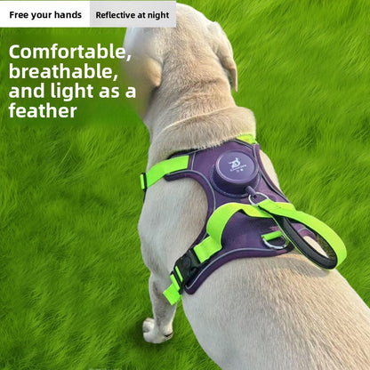 Premium No-Pull Retractable Dog Harness with Reflective Safety Strips
